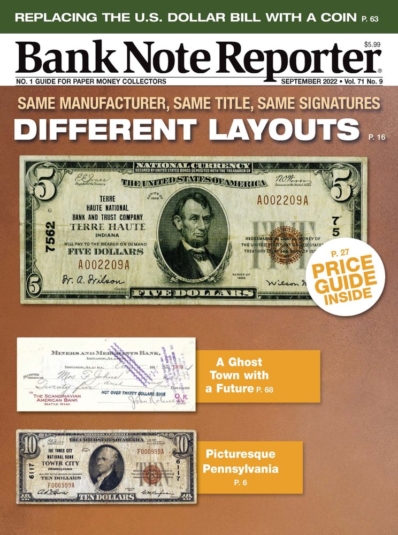Bank Note Reporter September 01, 2022 Issue Cover