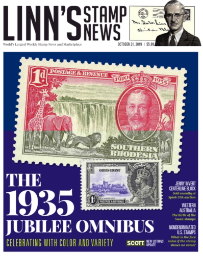 Linn's Stamp News Monthly October 21, 2019 Issue Cover