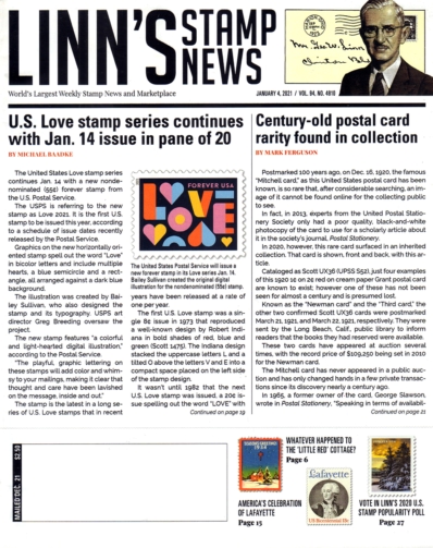 Linn's Stamp News Weekly | 1/4/2021 Cover