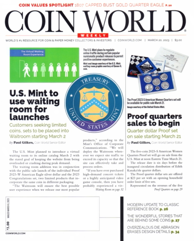 Coin World Weekly March 20, 2023 Issue Cover