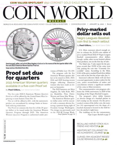Coin World Weekly January 31, 2022 Issue Cover