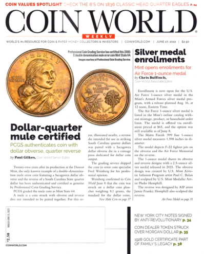 Coin World Weekly June 27, 2022 Issue Cover