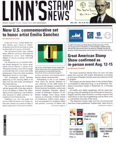 Linn's Stamp News Weekly June 07, 2021 Issue Cover