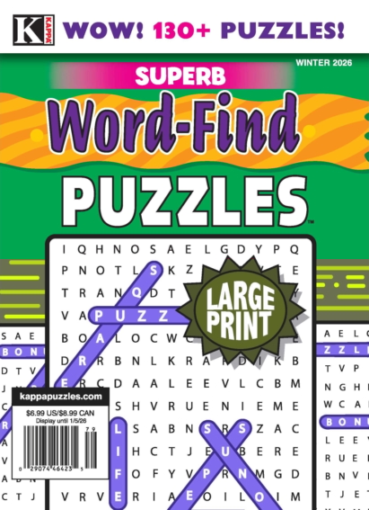 Superb Word Find Large Print January 01, 2026 Issue Cover