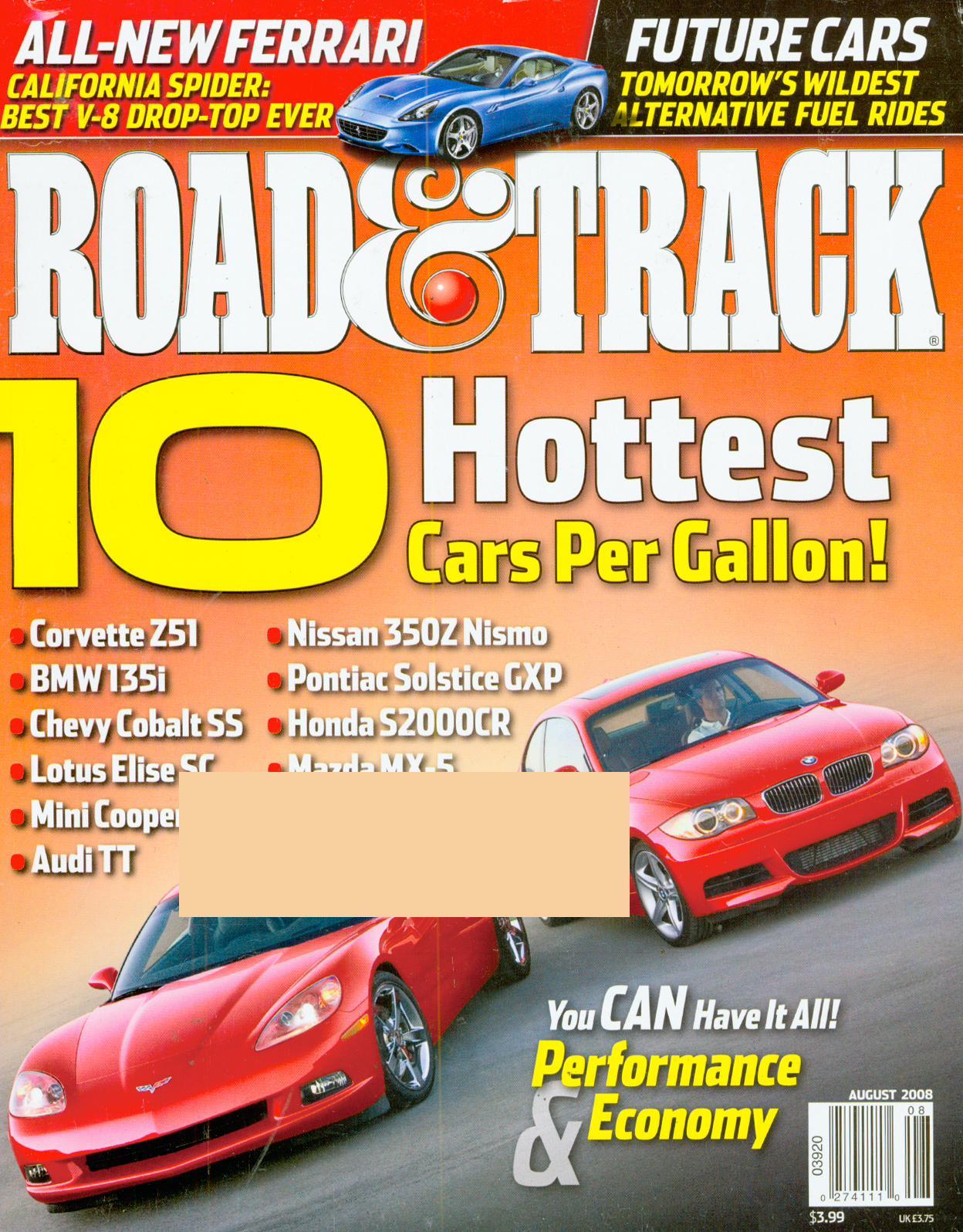 Road-and-Track August 01, 2008 Issue Cover