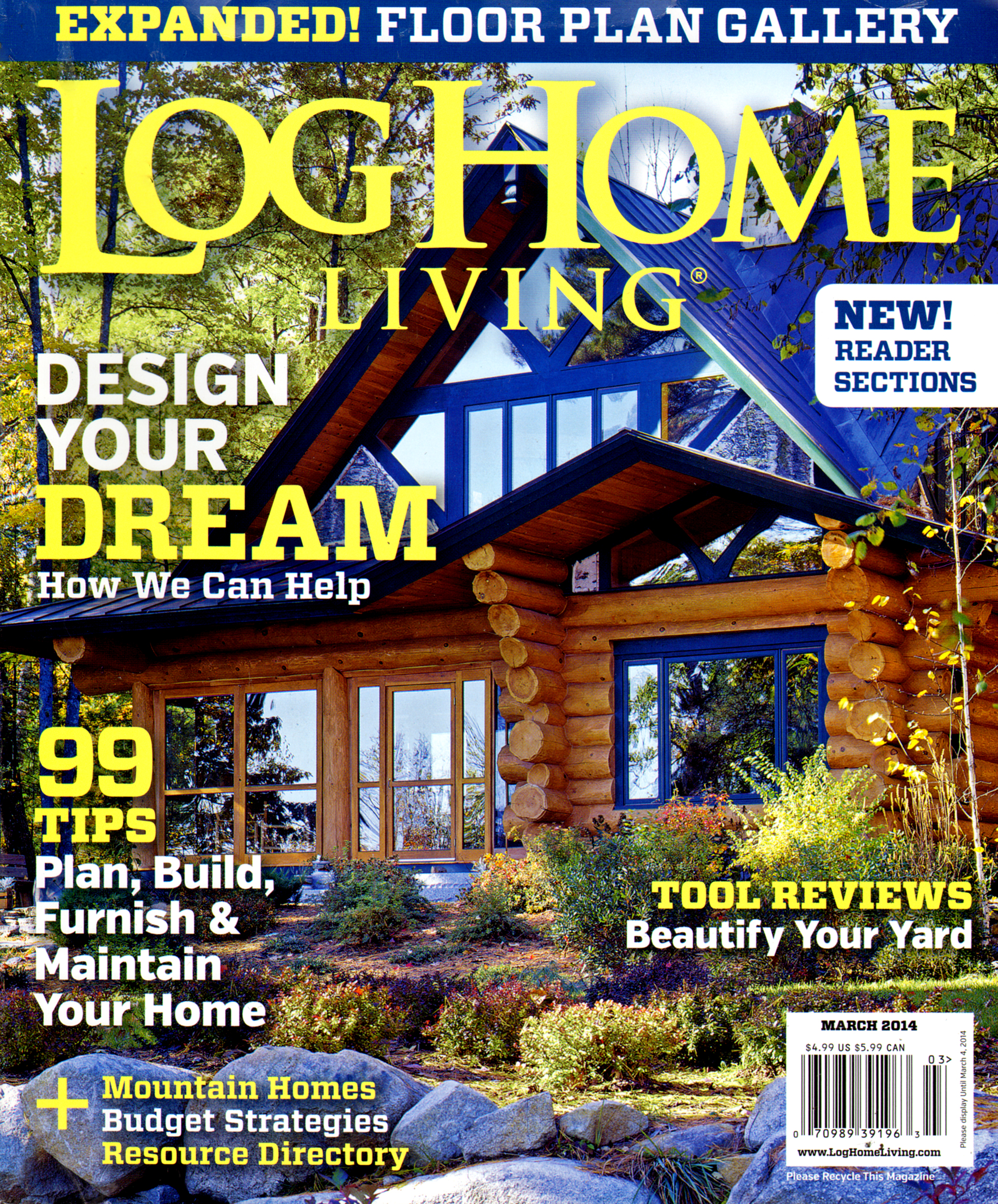 Log-and-Timber-Home-Living March 01, 2014 Issue Cover