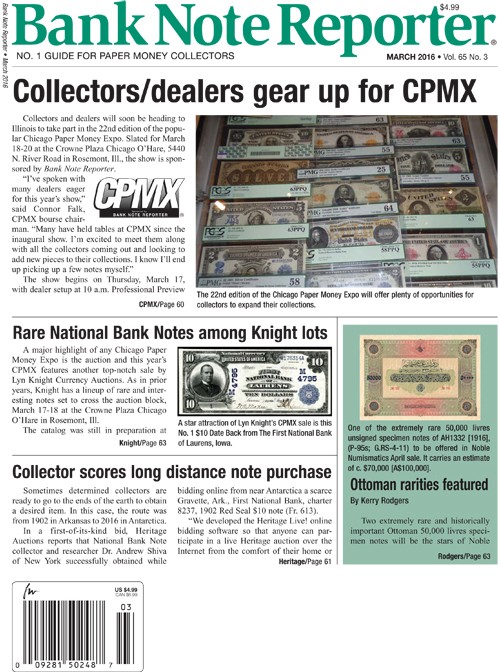 Bank-Note-Reporter March 01, 2016 Issue Cover