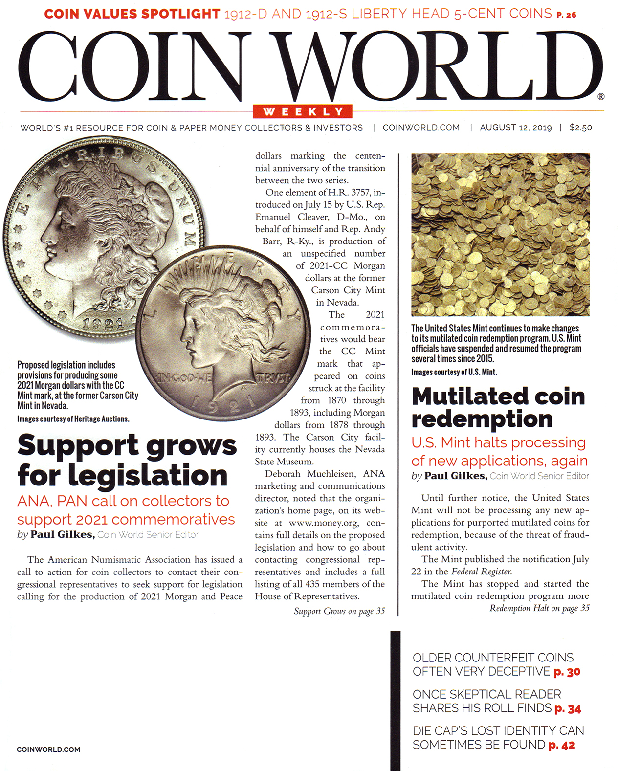 Coin-World-Weekly August 12, 2019 Issue Cover