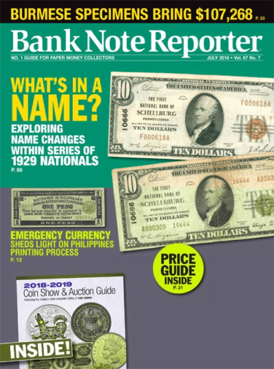 Bank Note Reporter July 01, 2018 Issue Cover
