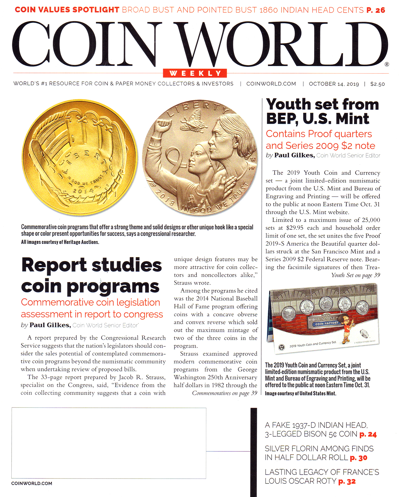 Coin-World-Weekly October 14, 2019 Issue Cover