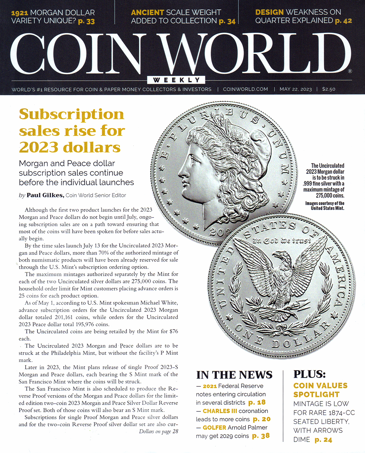 Coin-World-Weekly May 22, 2023 Issue Cover