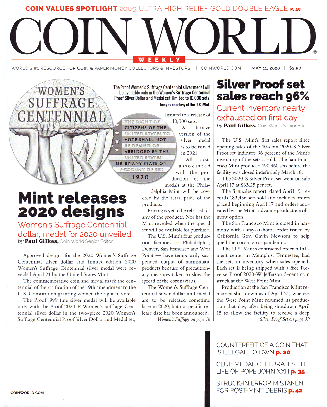 Coin-World-Weekly May 11, 2020 Issue Cover
