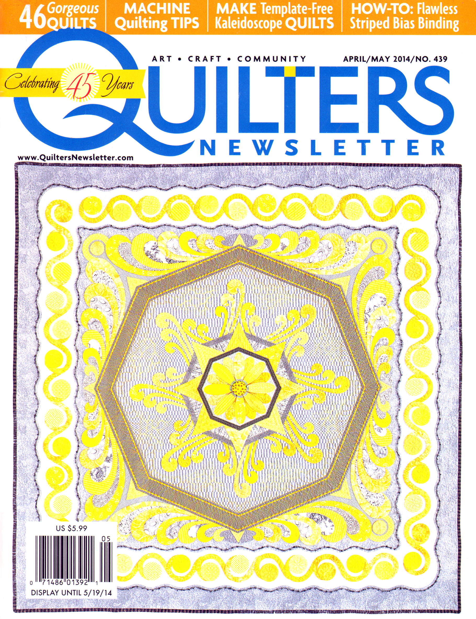 Quilters-Newsletter April 01, 2014 Issue Cover