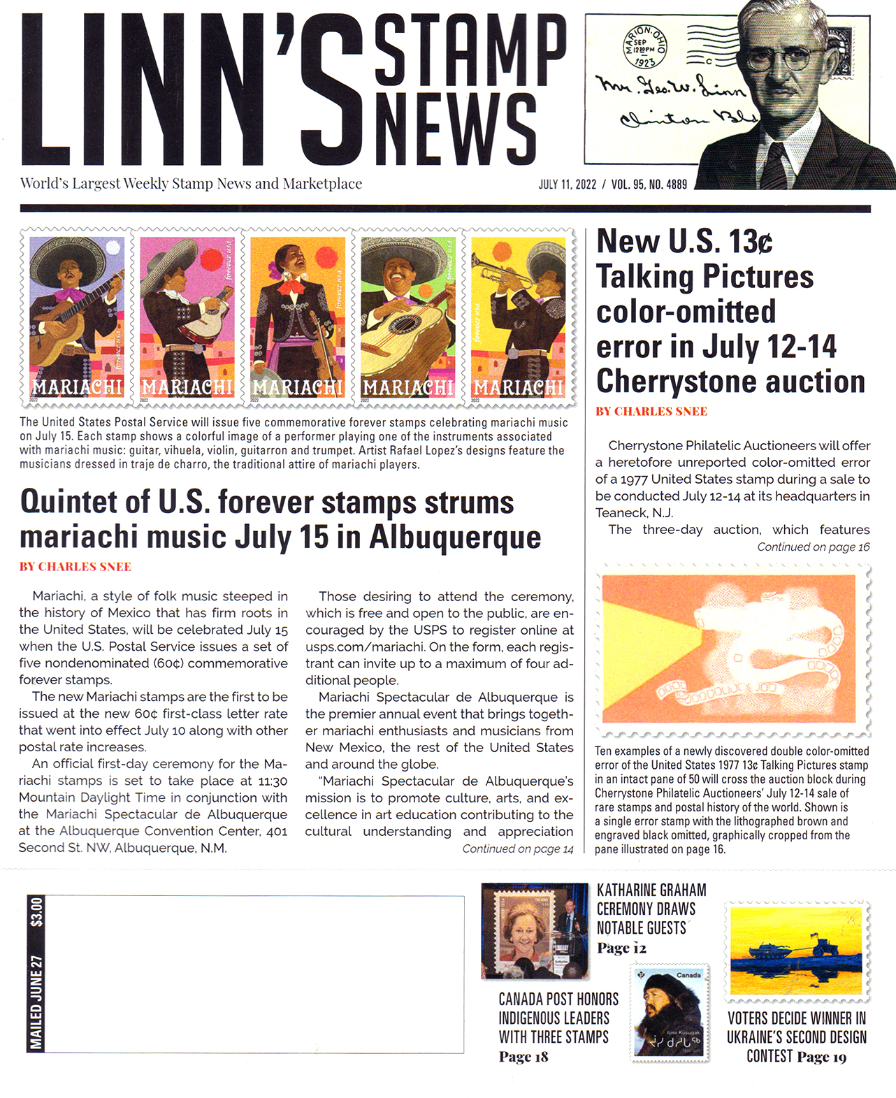 Linns-Stamp-News-Weekly July 11, 2022 Issue Cover