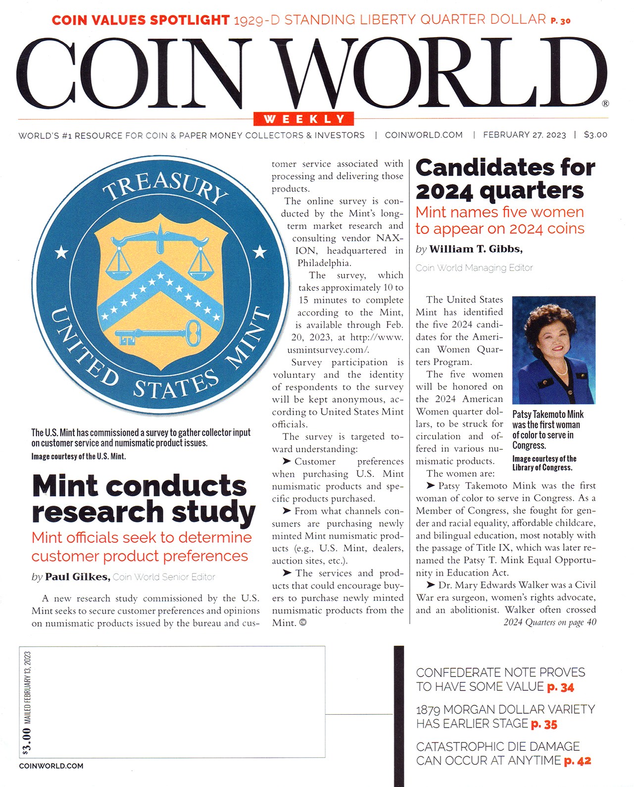 Coin-World-Weekly February 27, 2023 Issue Cover