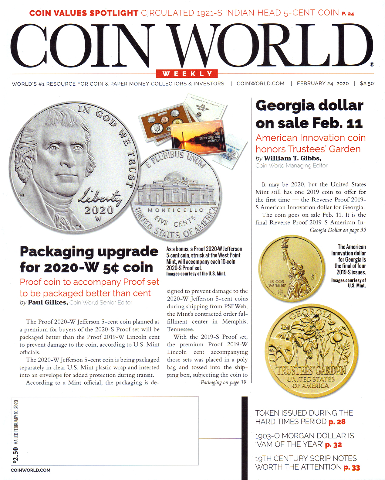 Coin-World-Weekly February 24, 2020 Issue Cover