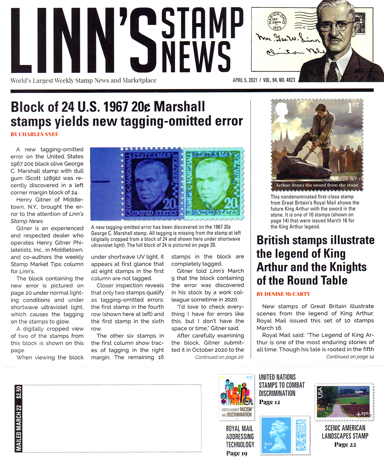 linns-stamp-news-weekly April 05, 2021 Issue Cover