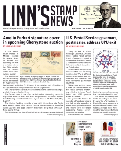 Linn's Stamp News Weekly March 04, 2019 Issue Cover