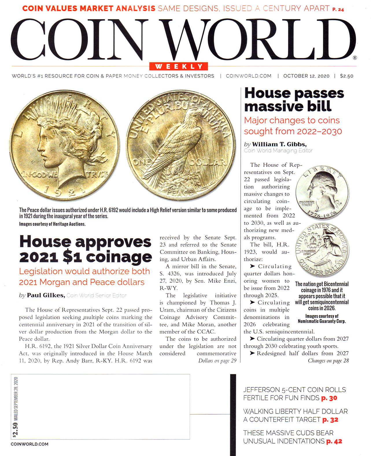 Coin-World-Weekly November 12, 2020 Issue Cover