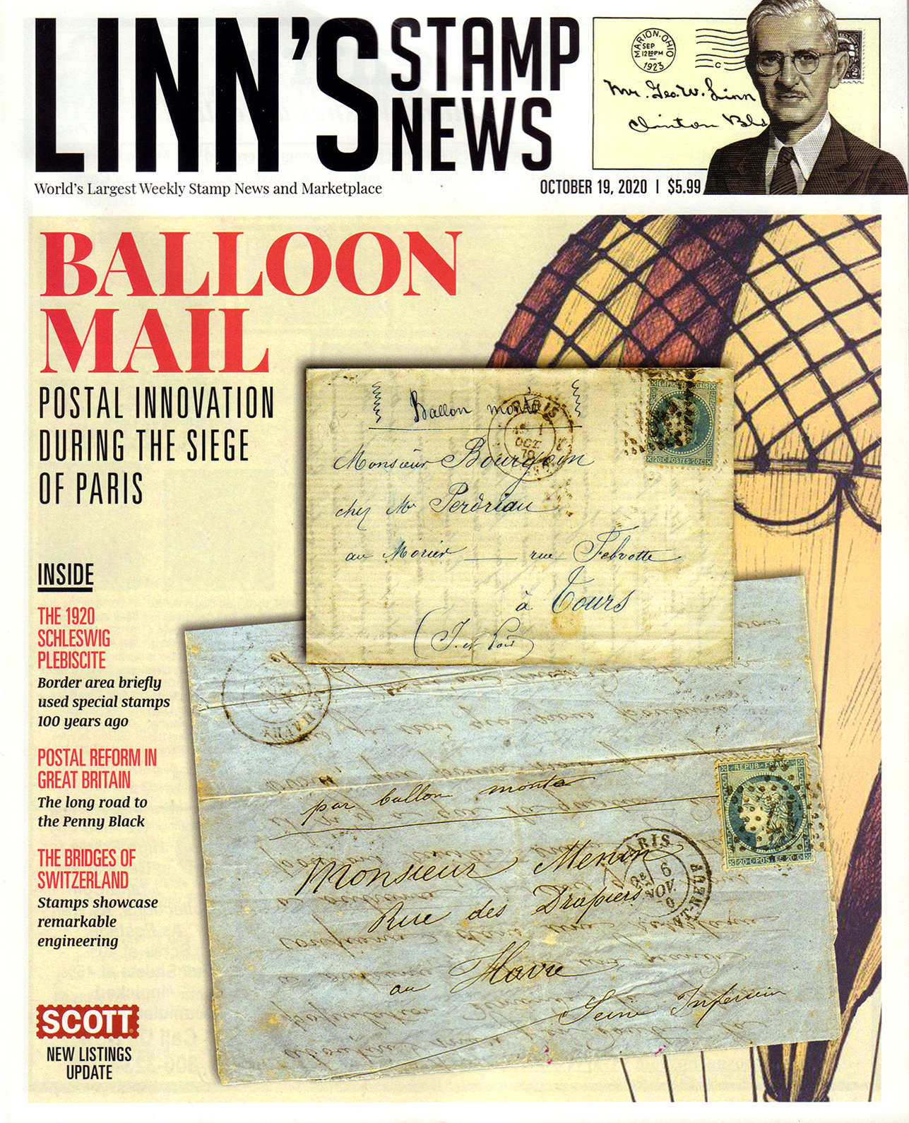 Linns-Stamp-News October 19, 2020 Issue Cover