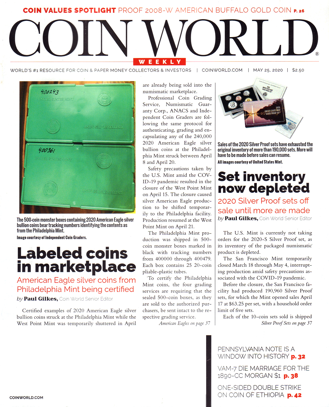 Coin-World-Weekly May 25, 2020 Issue Cover