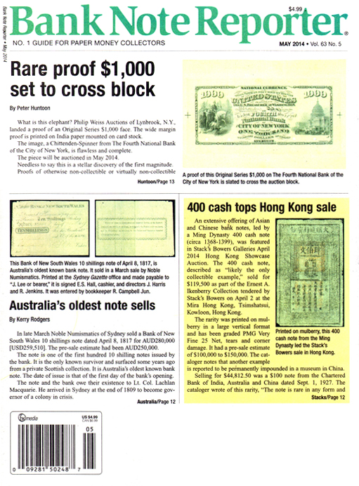 Bank-Note-Reporter May 01, 2014 Issue Cover