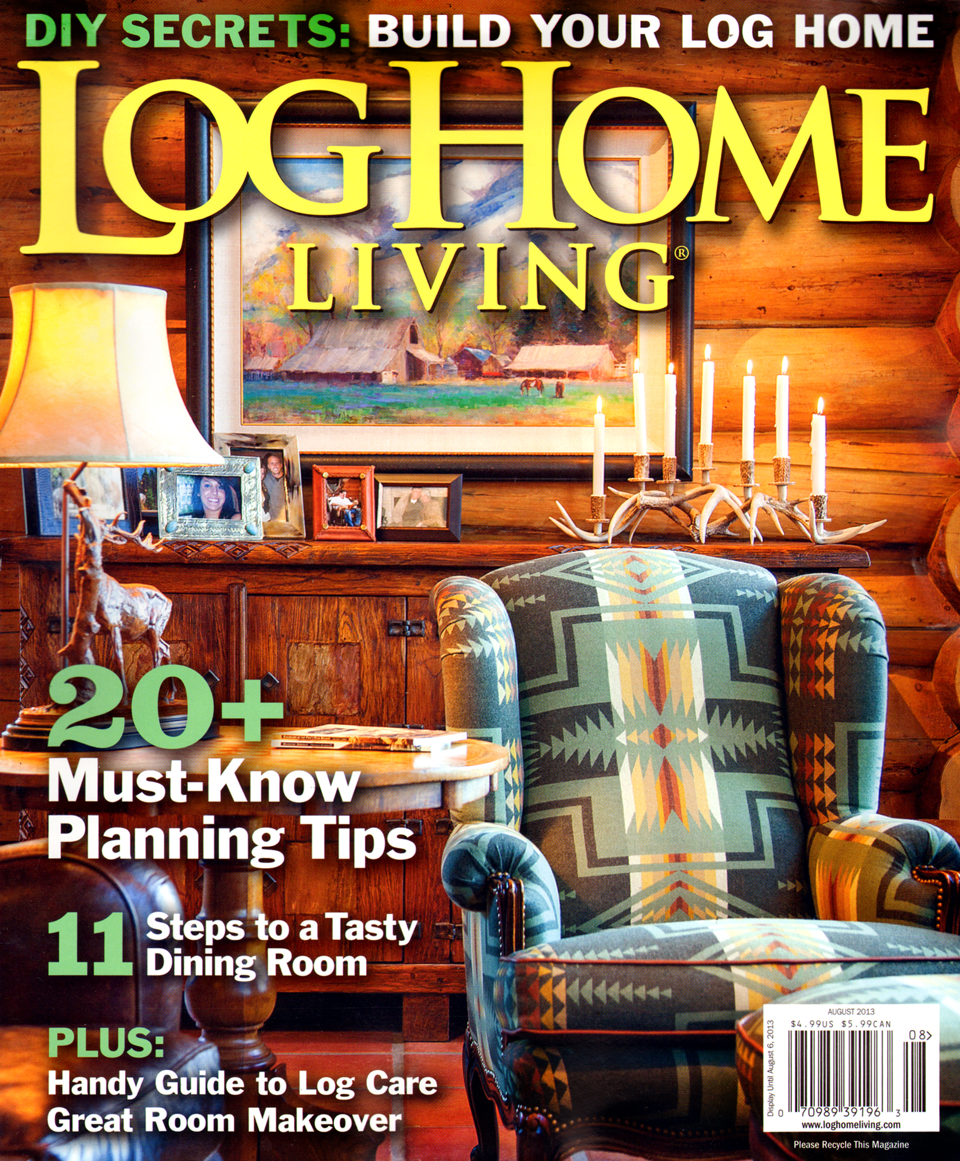 Log-and-Timber-Home-Living August 01, 2013 Issue Cover