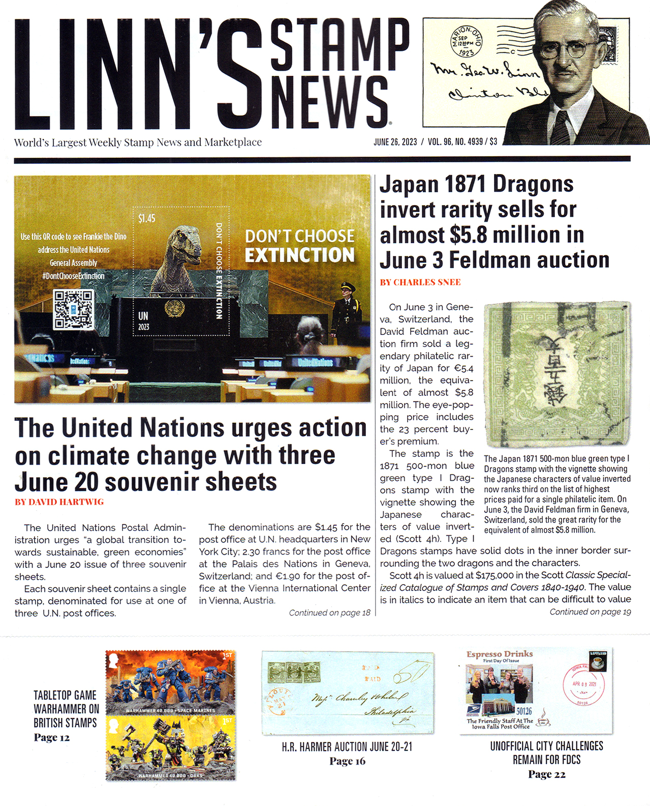 Linns-Stamp-News-Weekly June 26, 2023 Issue Cover