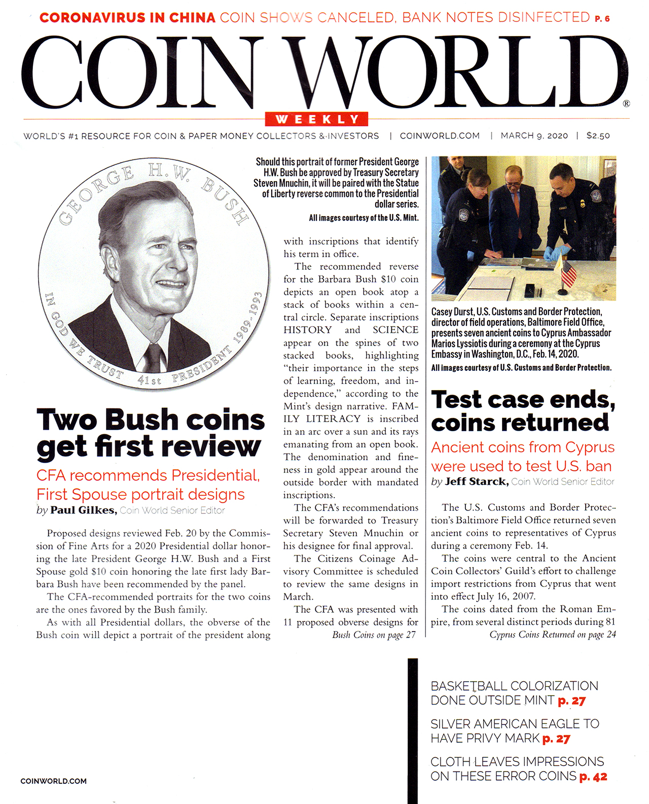Coin-World-Weekly March 09, 2020 Issue Cover