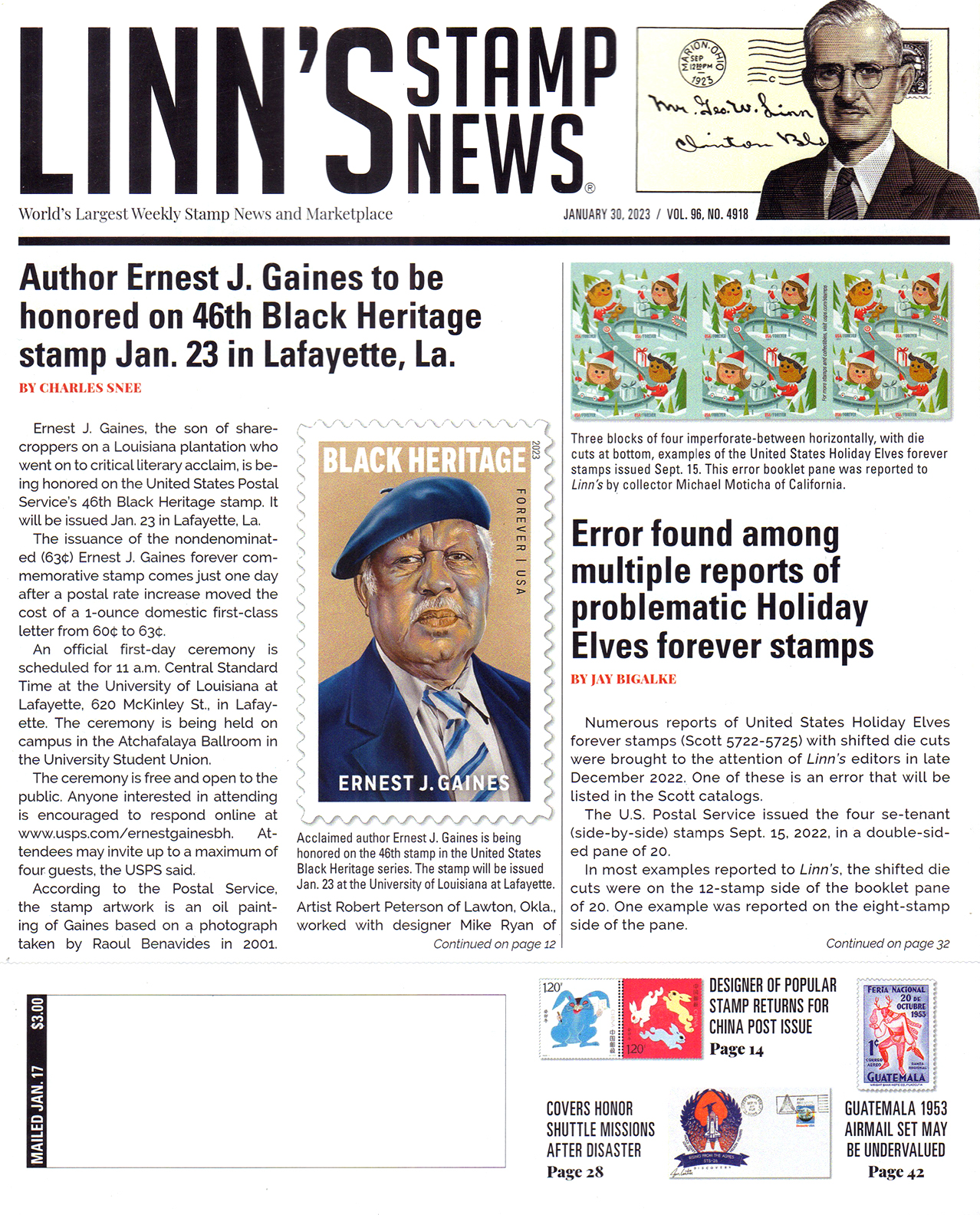 Linns-Stamp-News-Weekly January 30, 2023 Issue Cover
