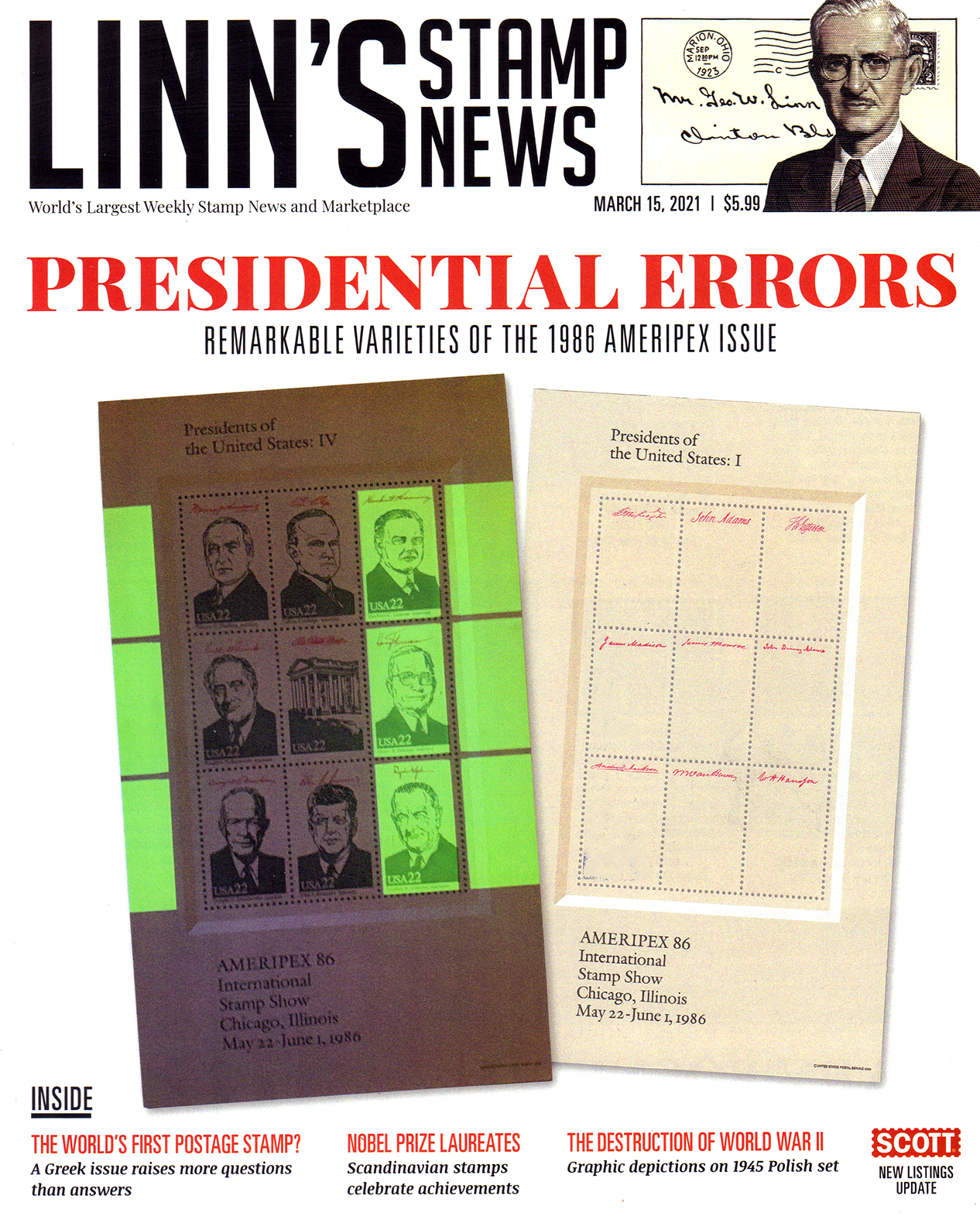 Linns-Stamp-News March 15, 2021 Issue Cover