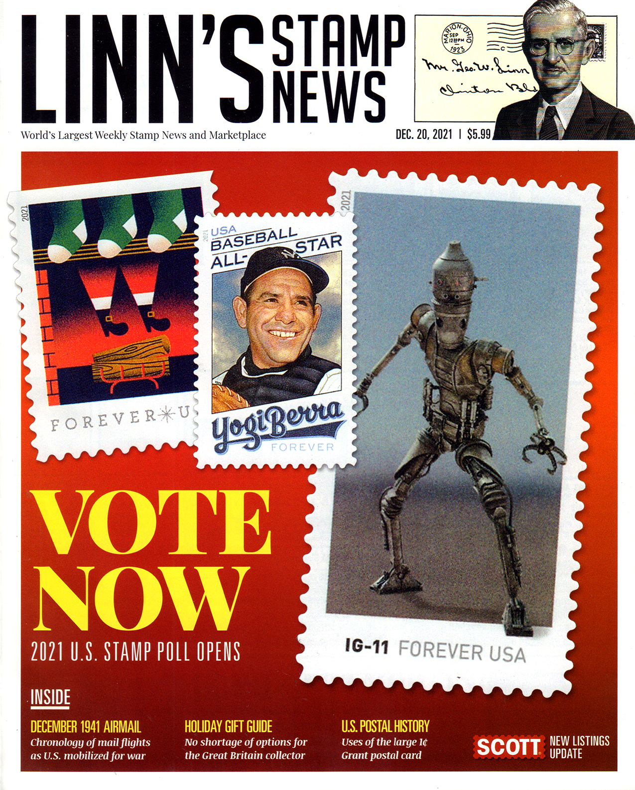 Linns-Stamp-News-Weekly December 20, 2021 Issue Cover
