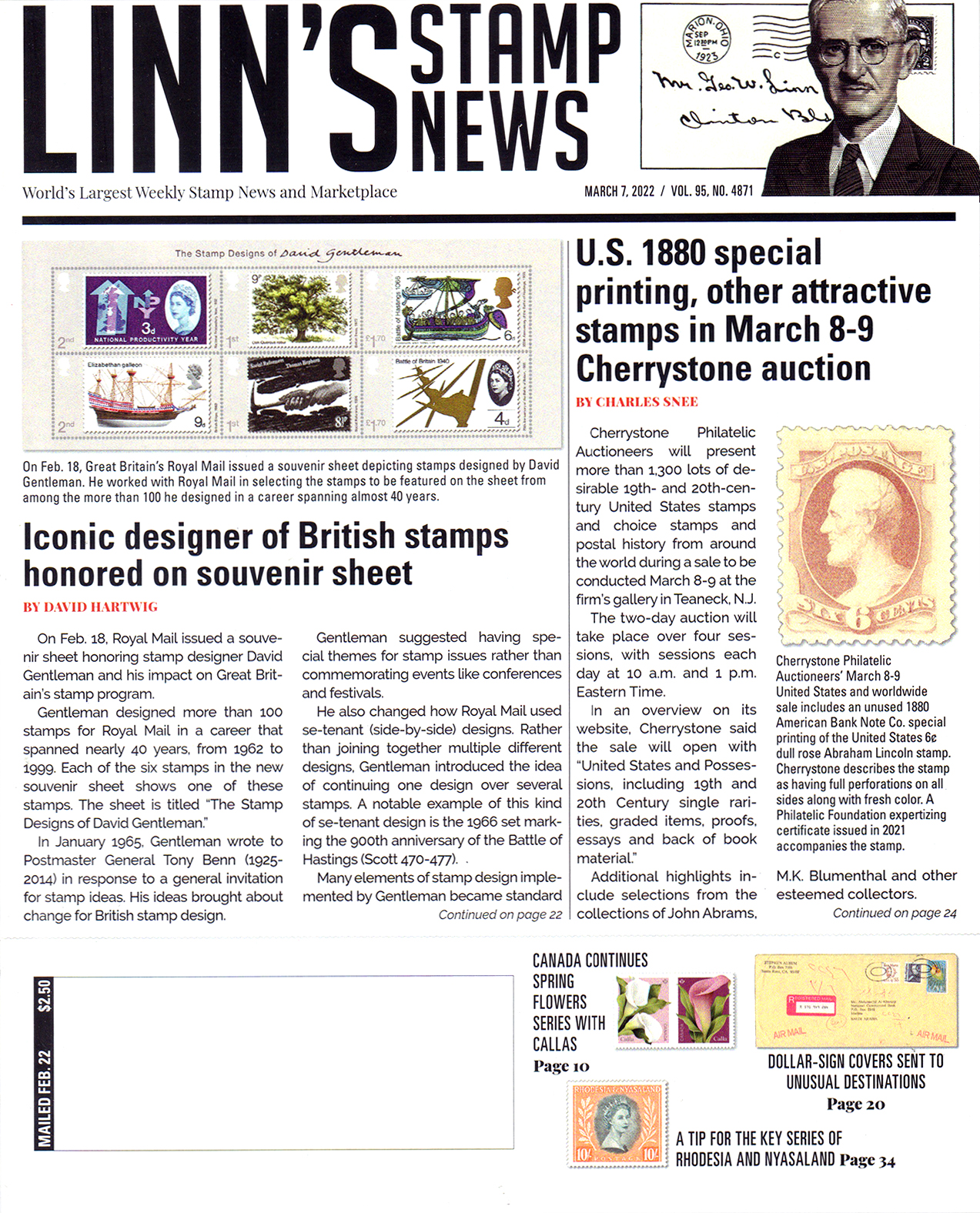 Linns-Stamp-News-Weekly March 07, 2022 Issue Cover