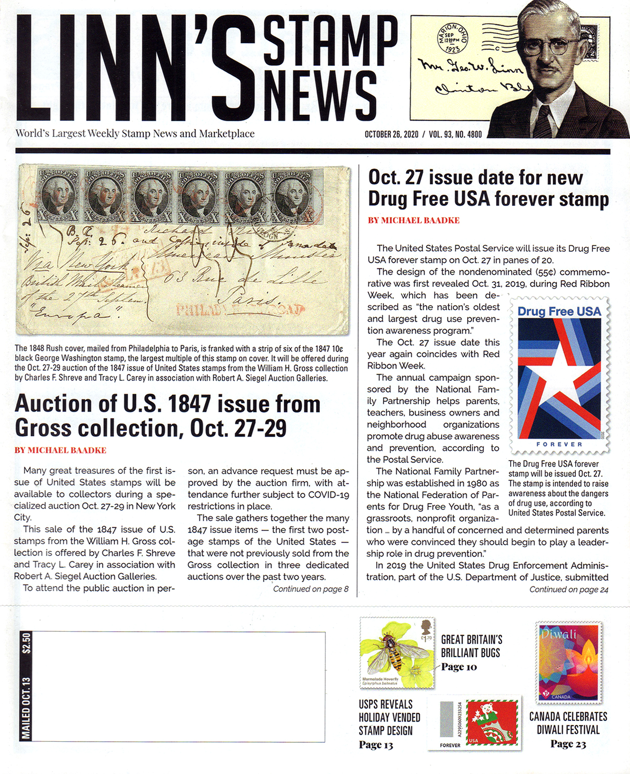 Linns-Stamp-News October 26, 2020 Issue Cover
