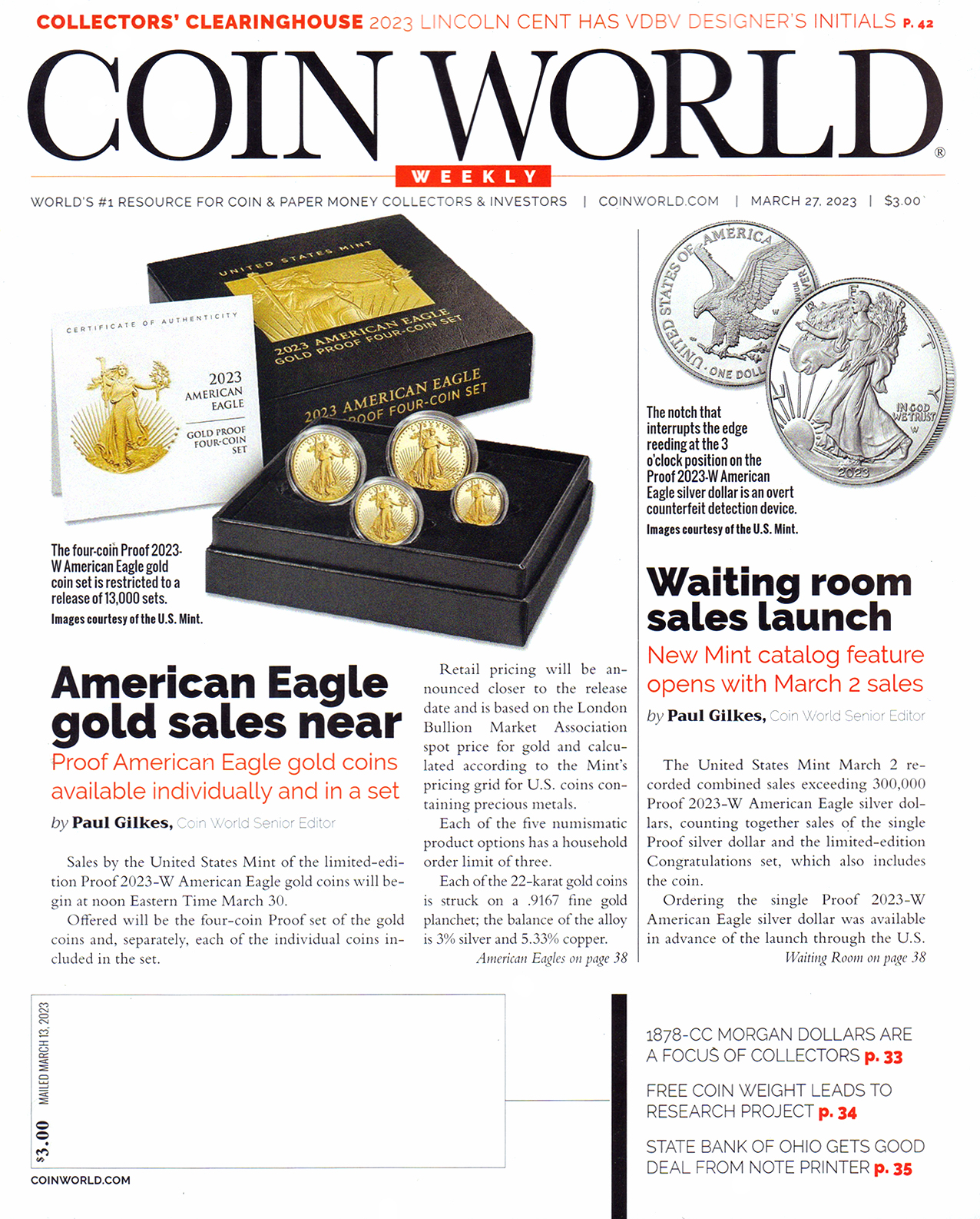 Coin-World-Weekly March 27, 2023 Issue Cover