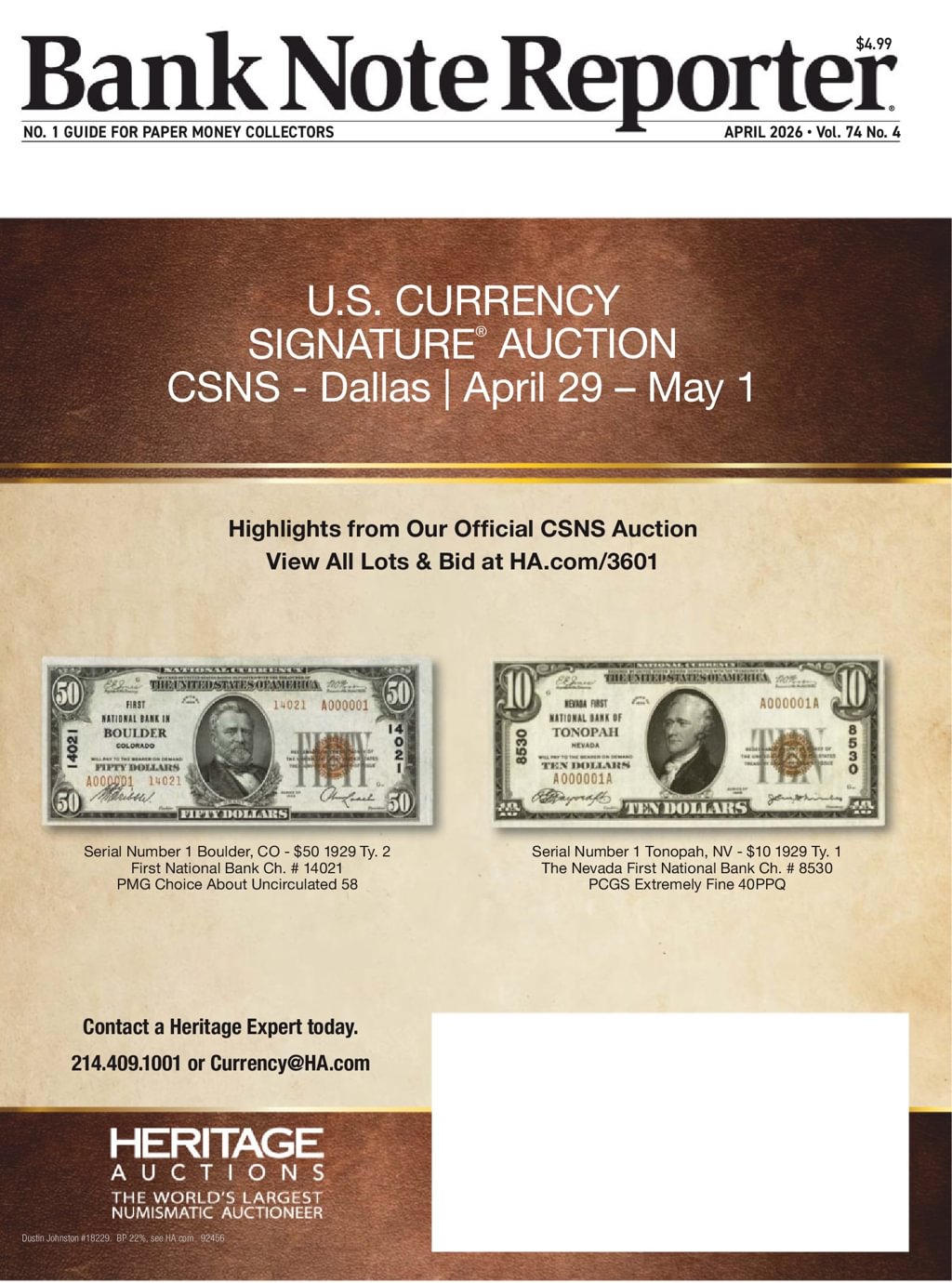 Bank-Note-Reporter April 01, 2026 Issue Cover