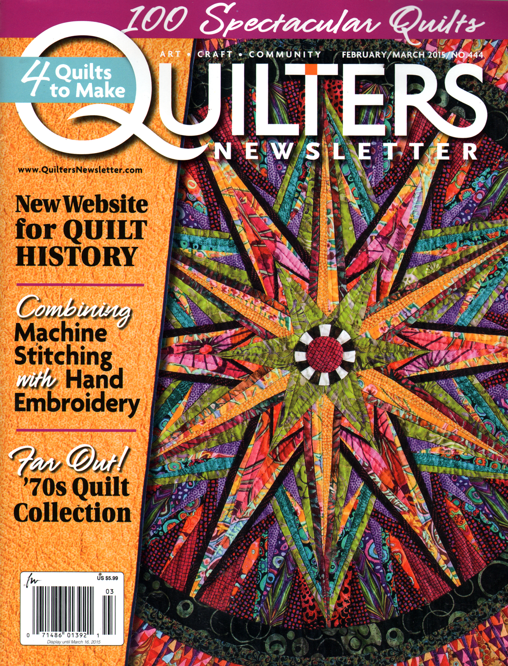 Quilters-Newsletter February 01, 2015 Issue Cover