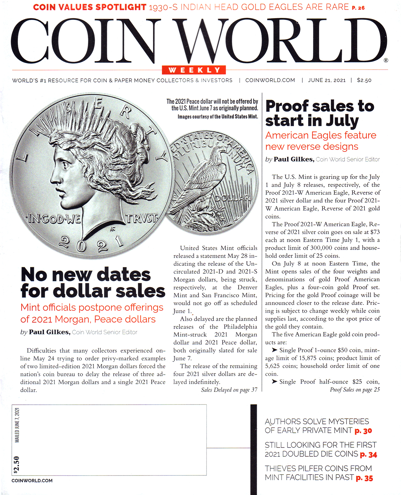 Coin-World-Weekly June 21, 2021 Issue Cover