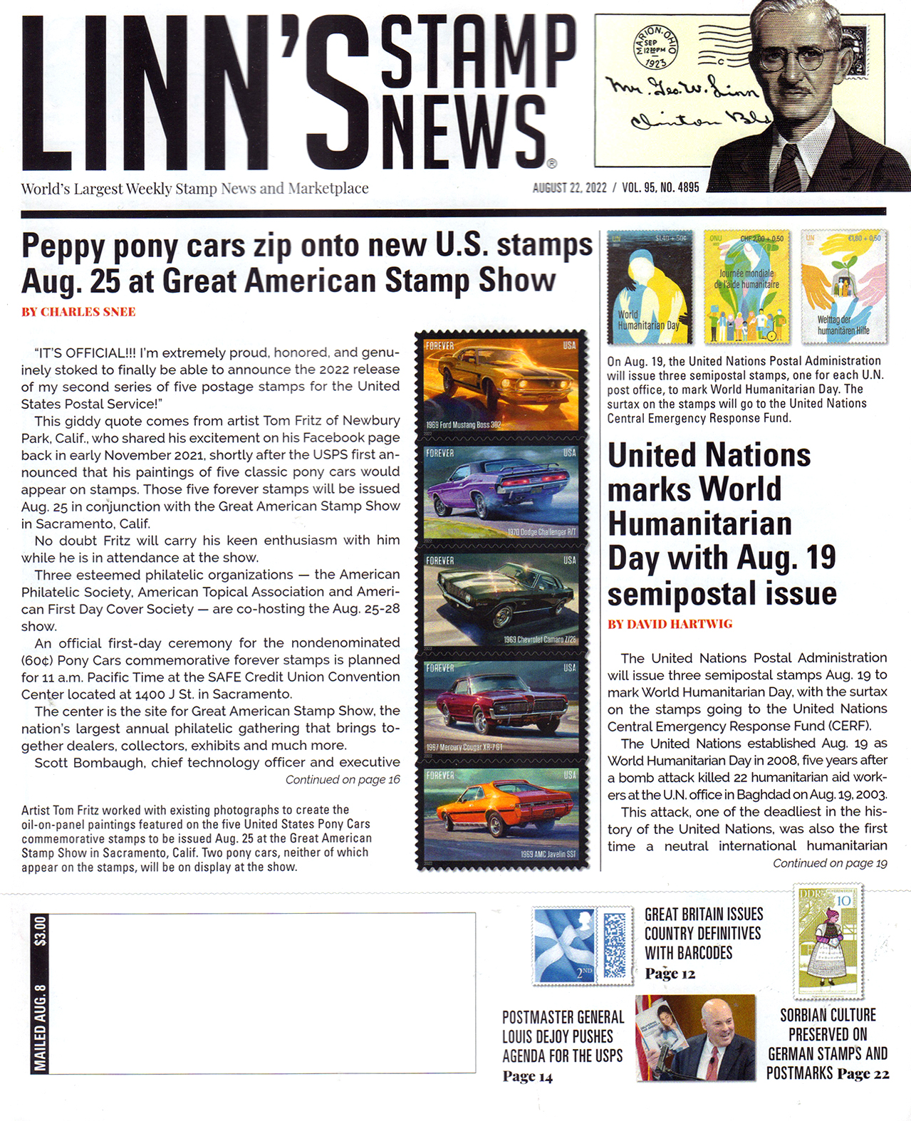 Linns-Stamp-News-Weekly August 22, 2022 Issue Cover