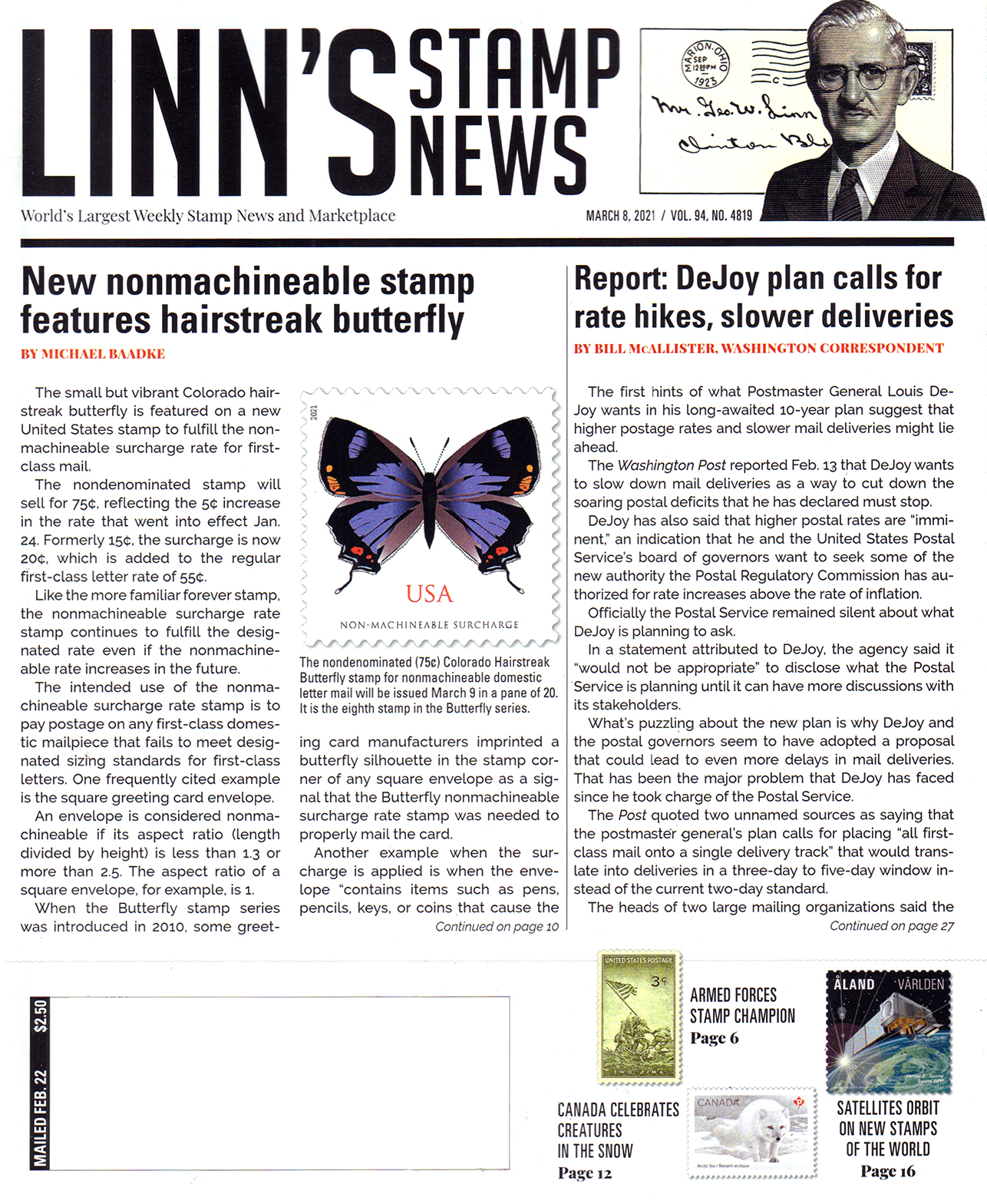 Linns-Stamp-News March 08, 2021 Issue Cover