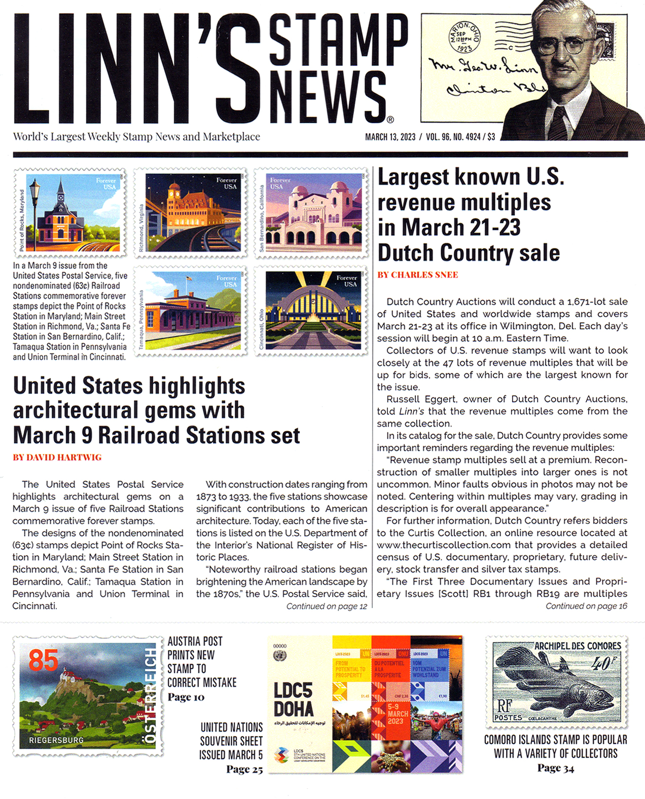 Linns-Stamp-News-Weekly March 13, 2023 Issue Cover