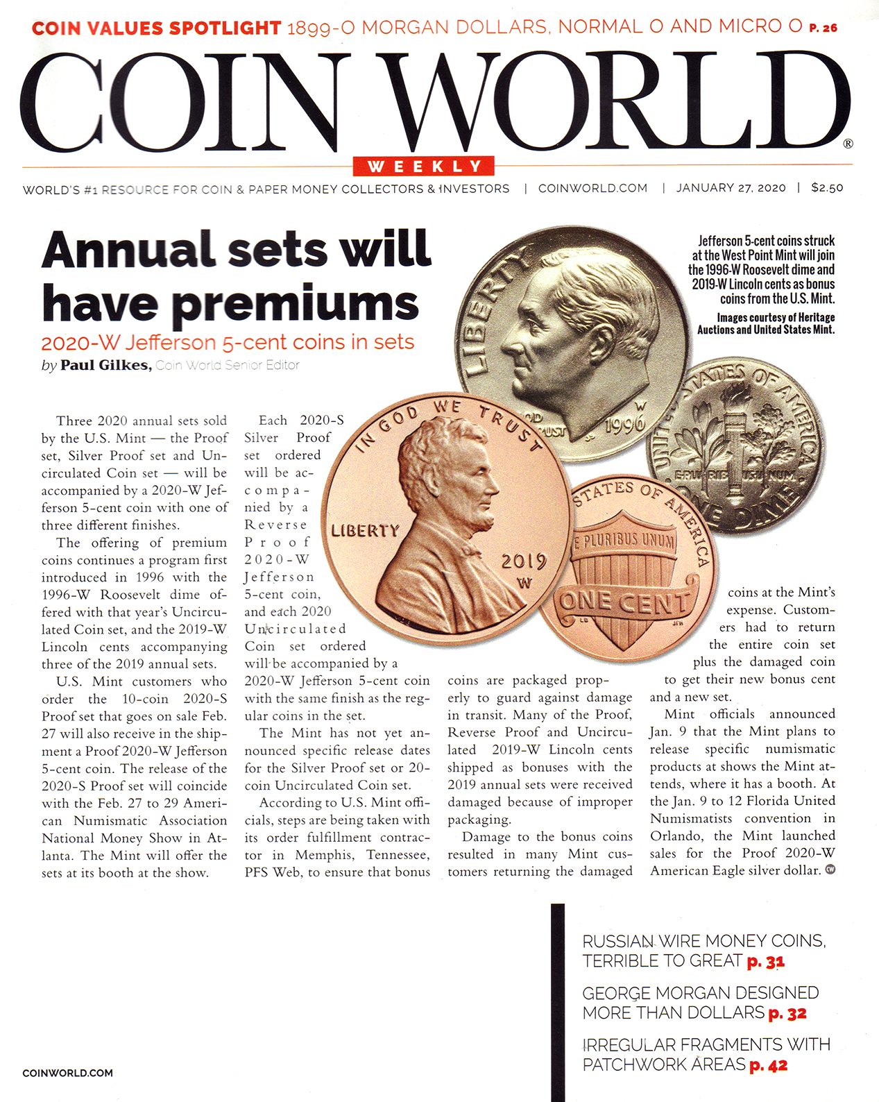 Coin-World-Weekly January 27, 2020 Issue Cover