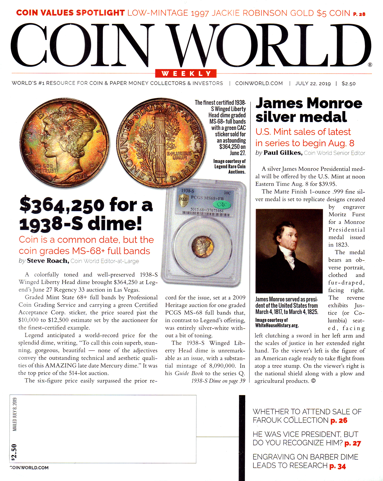 Coin-World-Weekly July 22, 2019 Issue Cover