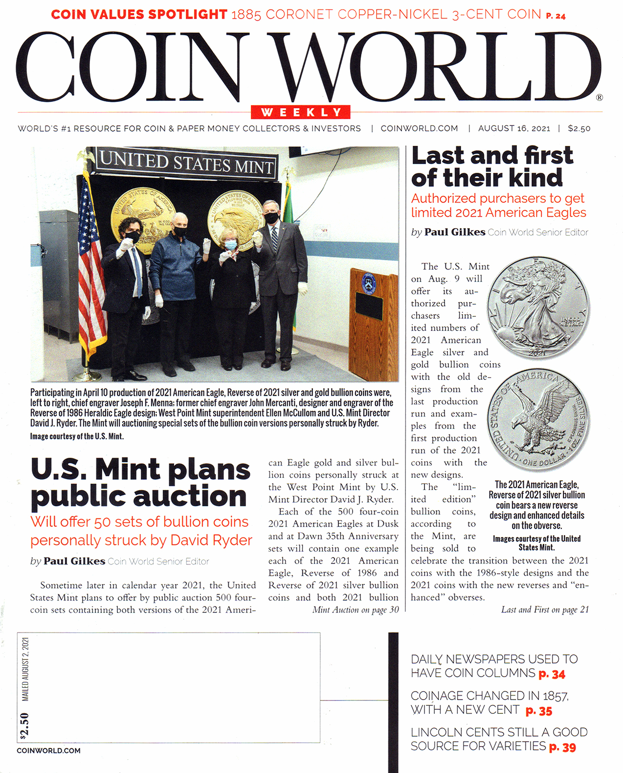 Coin-World-Weekly August 16, 2021 Issue Cover
