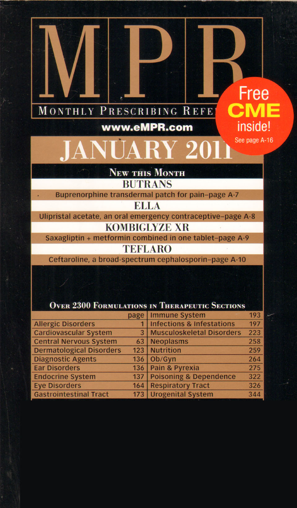 Monthly-Prescribing-Reference-(MPR) January 01, 2011 Issue Cover