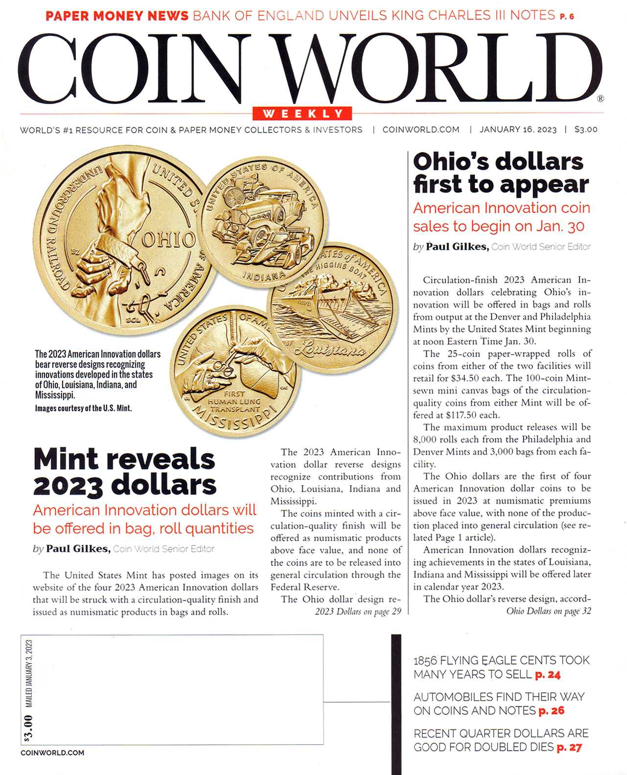 Coin-World-Weekly January 16, 2023 Issue Cover