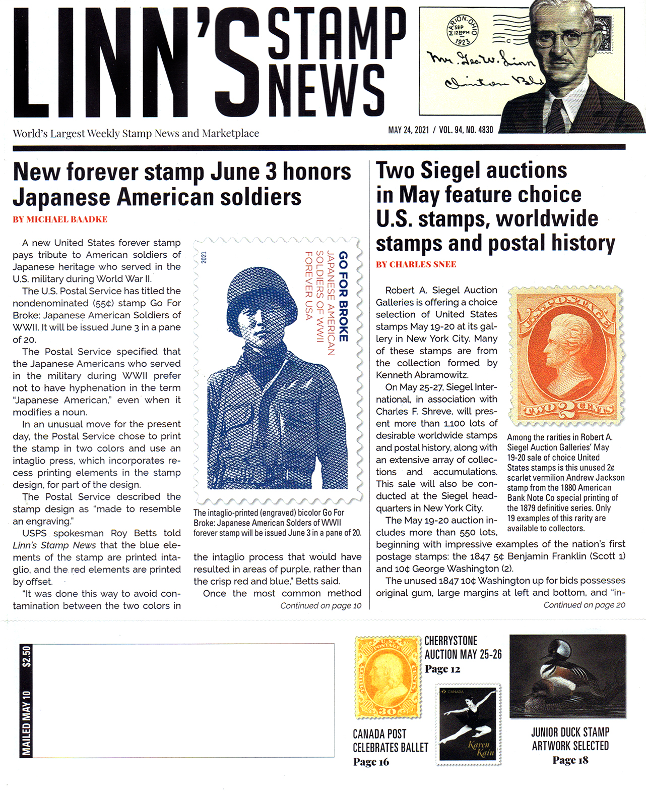 linns-stamp-news-weekly May 24, 2021 Issue Cover