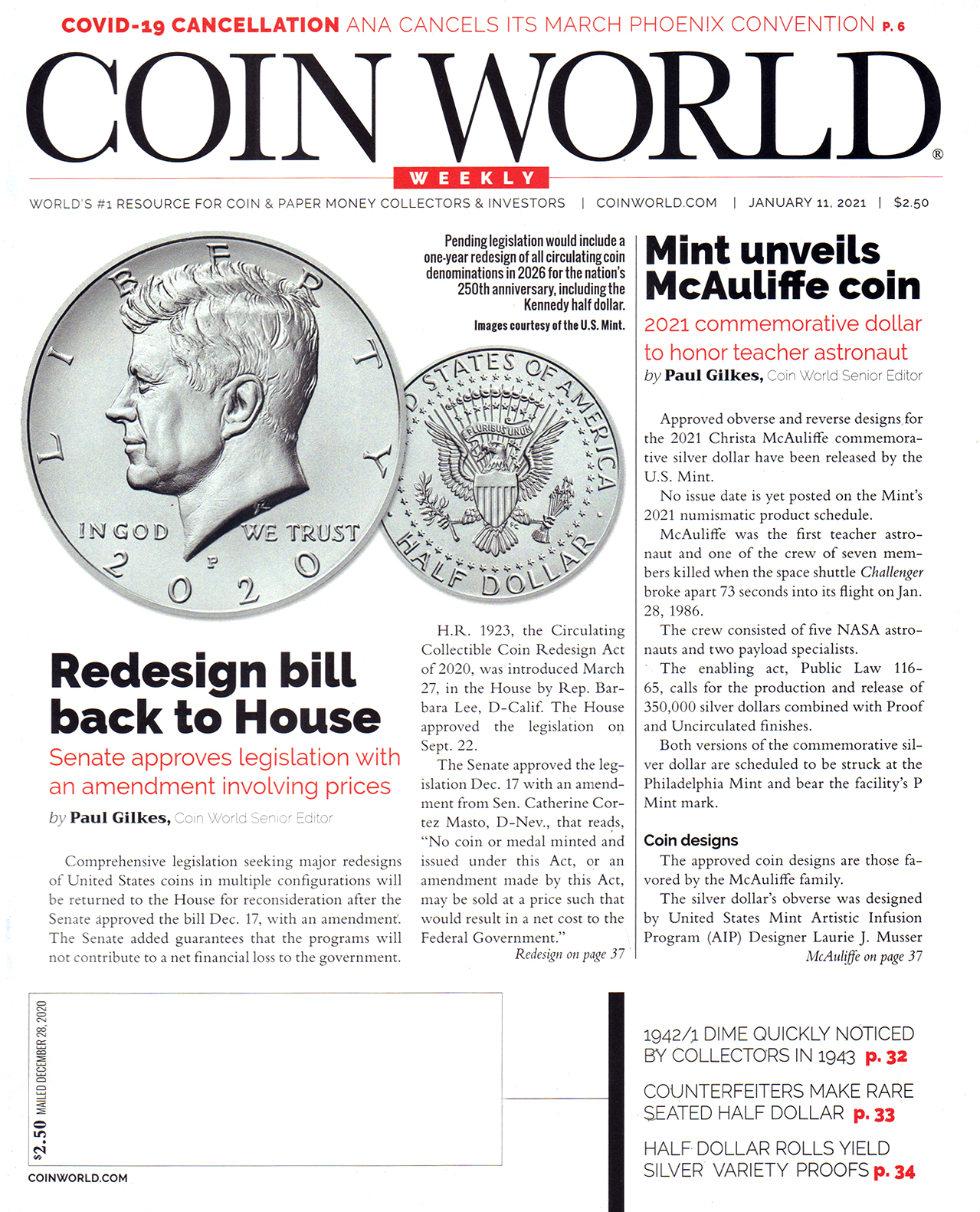 Coin-World-Weekly January 11, 2021 Issue Cover