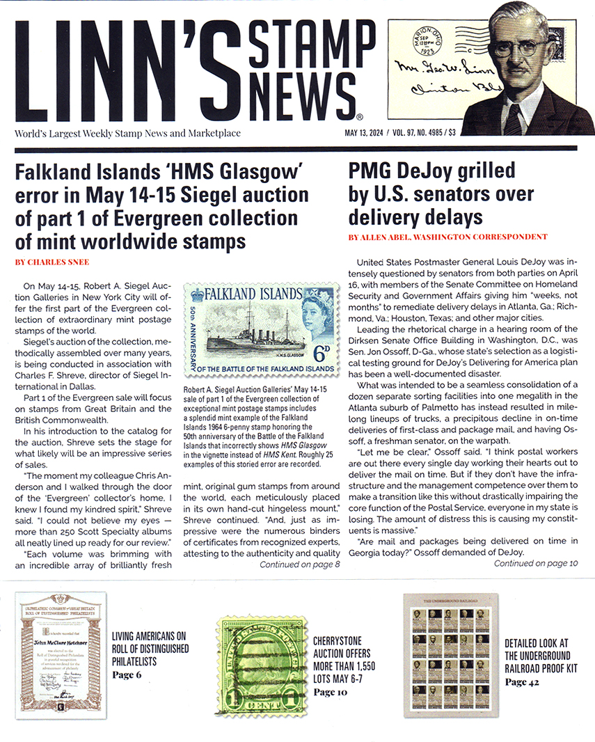 Linns-Stamp-News-Weekly May 13, 2024 Issue Cover