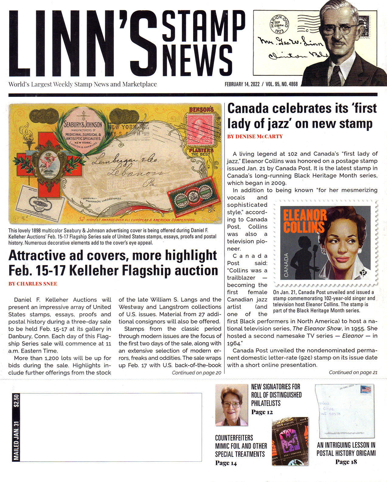 Linns-Stamp-News-Weekly February 14, 2022 Issue Cover